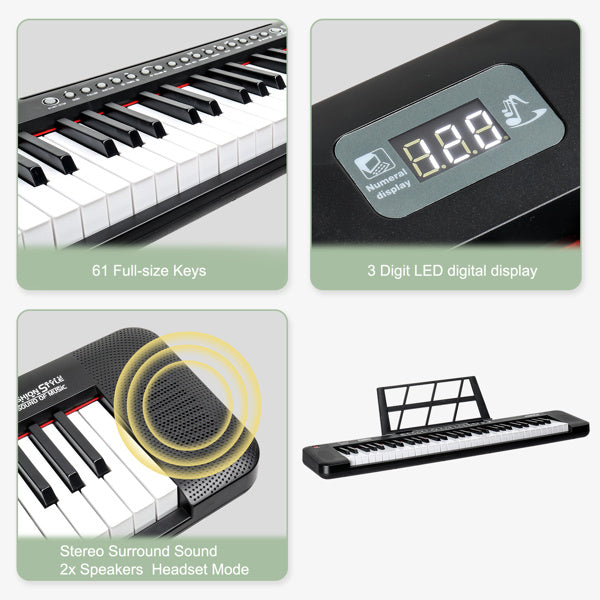 61 Key Electronic Keyboard With Light Up And Support, Stool Set, AM Not Available For Sale