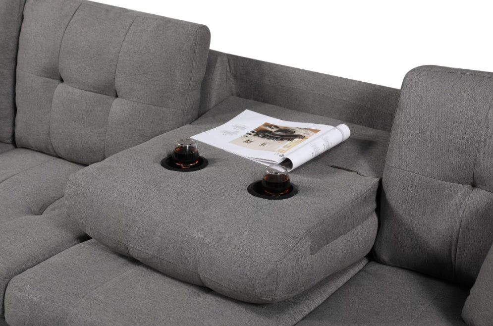 Left Fabric Sofa With Ottoman