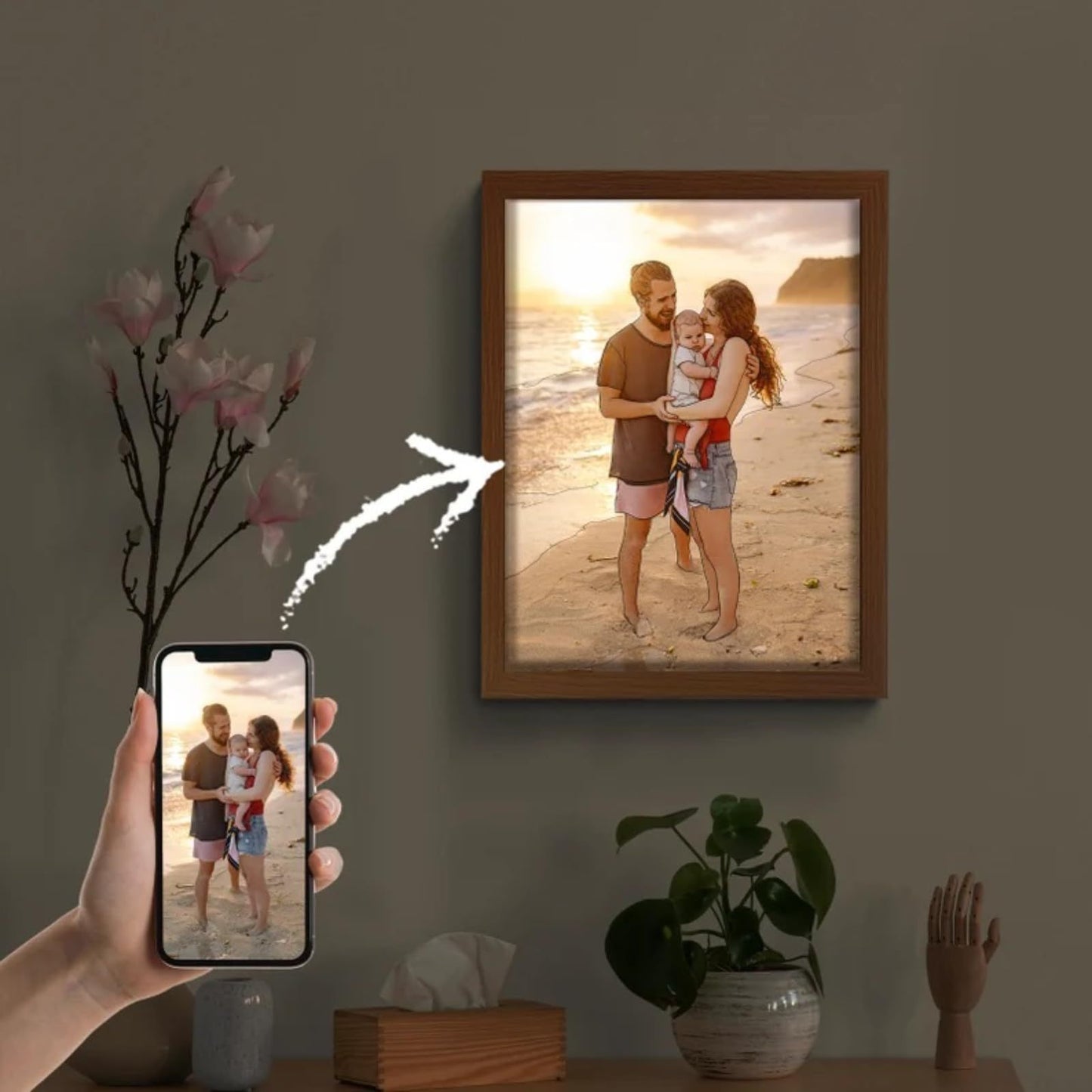 Personalized Light Painting Custom Photo Painting Led Glowing Photo Frame Art Light Decoration Christmas