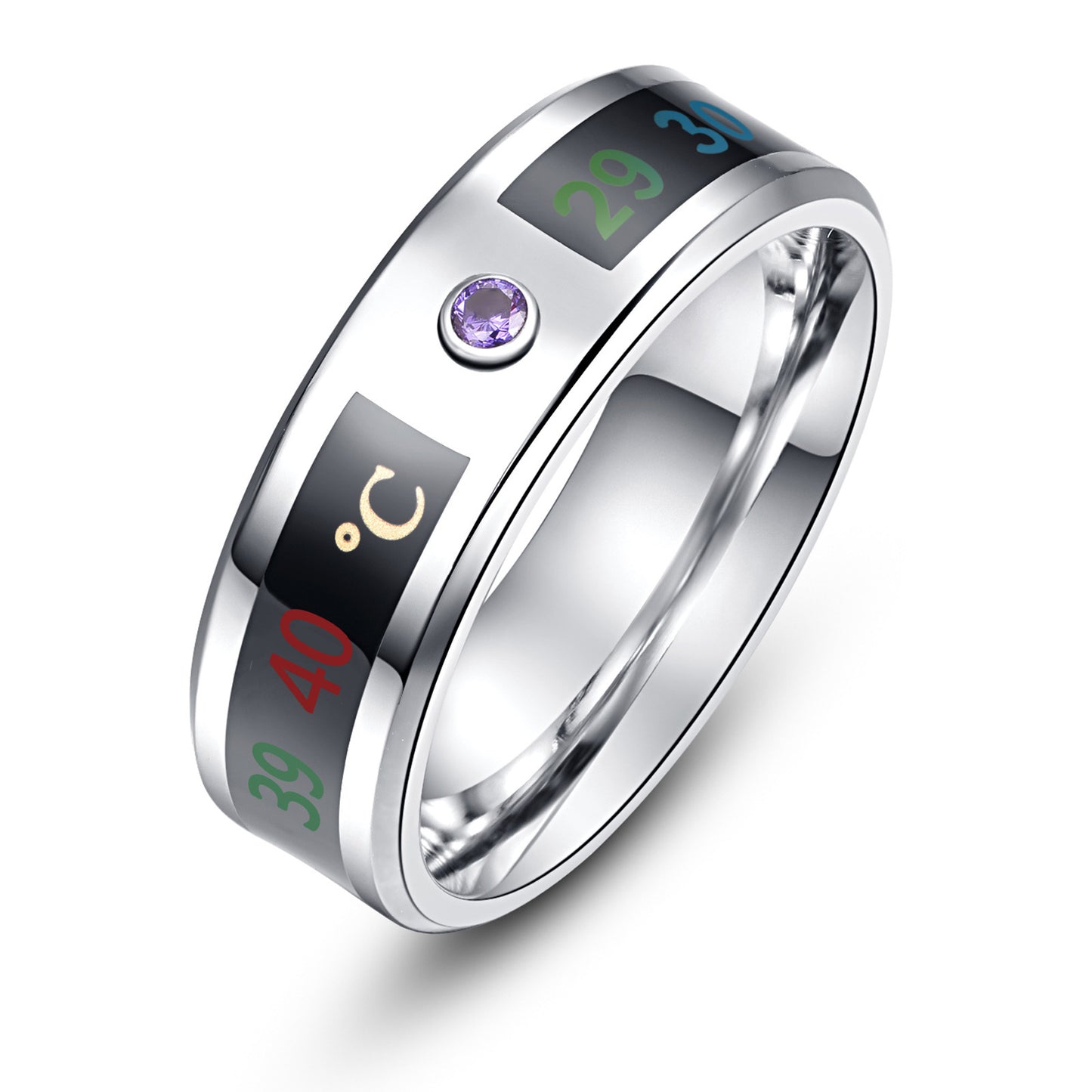 Fashionable Stainless Steel Intelligent Temperature Sensing Ring