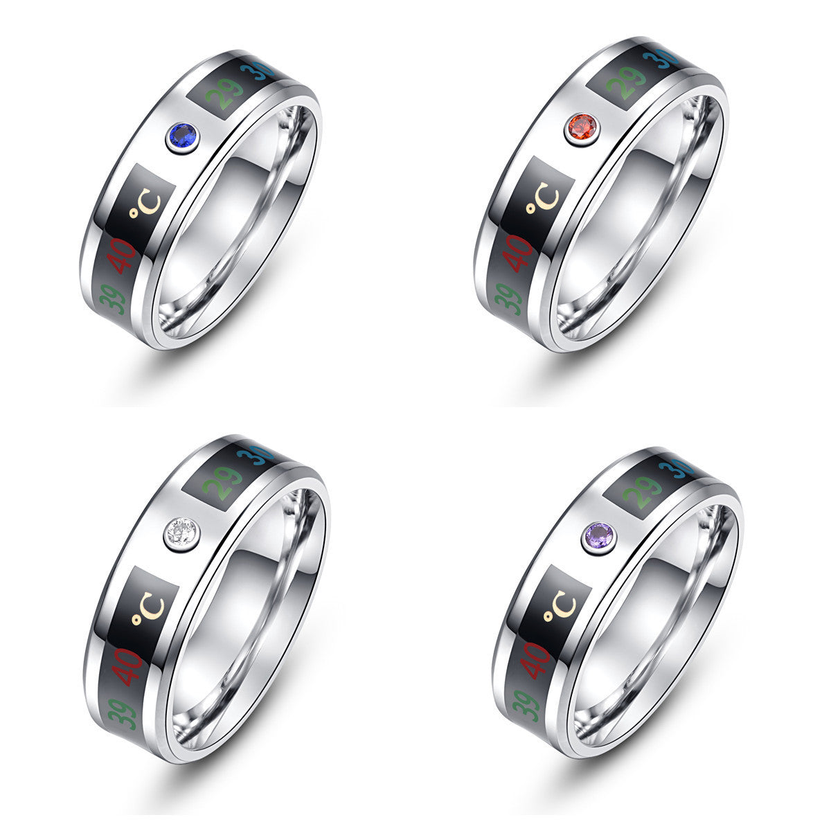 Fashionable Stainless Steel Intelligent Temperature Sensing Ring