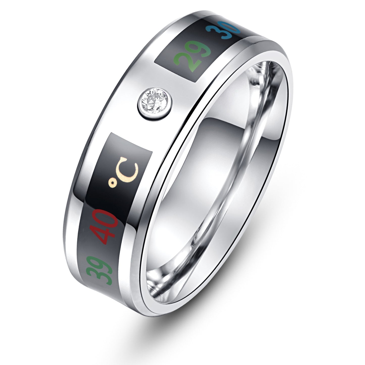 Fashionable Stainless Steel Intelligent Temperature Sensing Ring