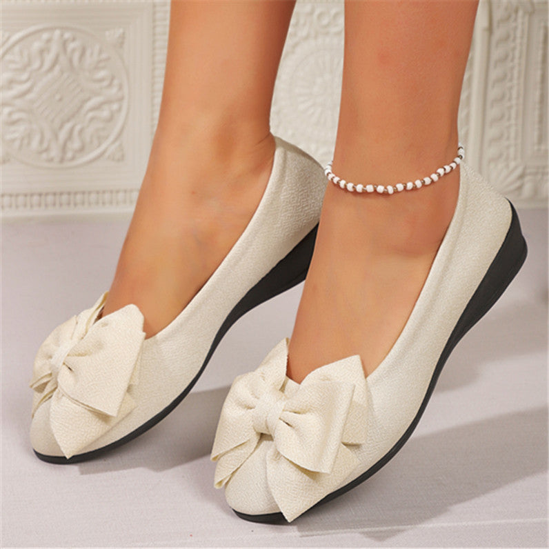 New Bowknot Flats Shoes Fashion Casual Round Toe Slip-on Shoes Loafers For Women