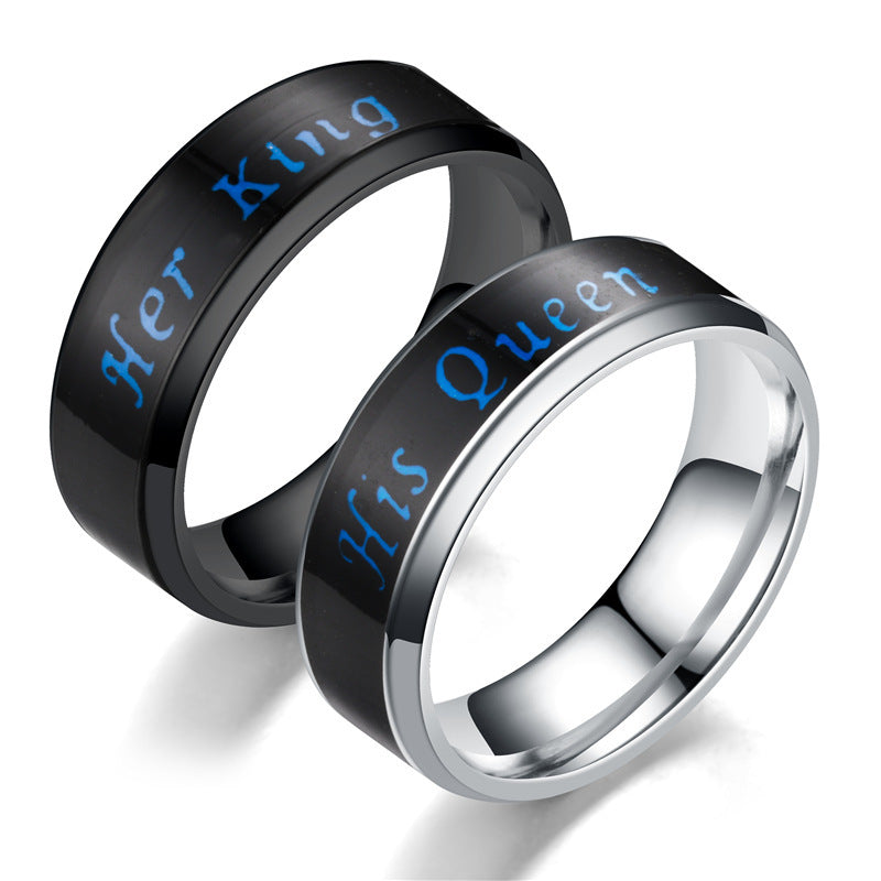 Men's And Women's Fashion Intelligent Temperature Sensitive Couple Ring