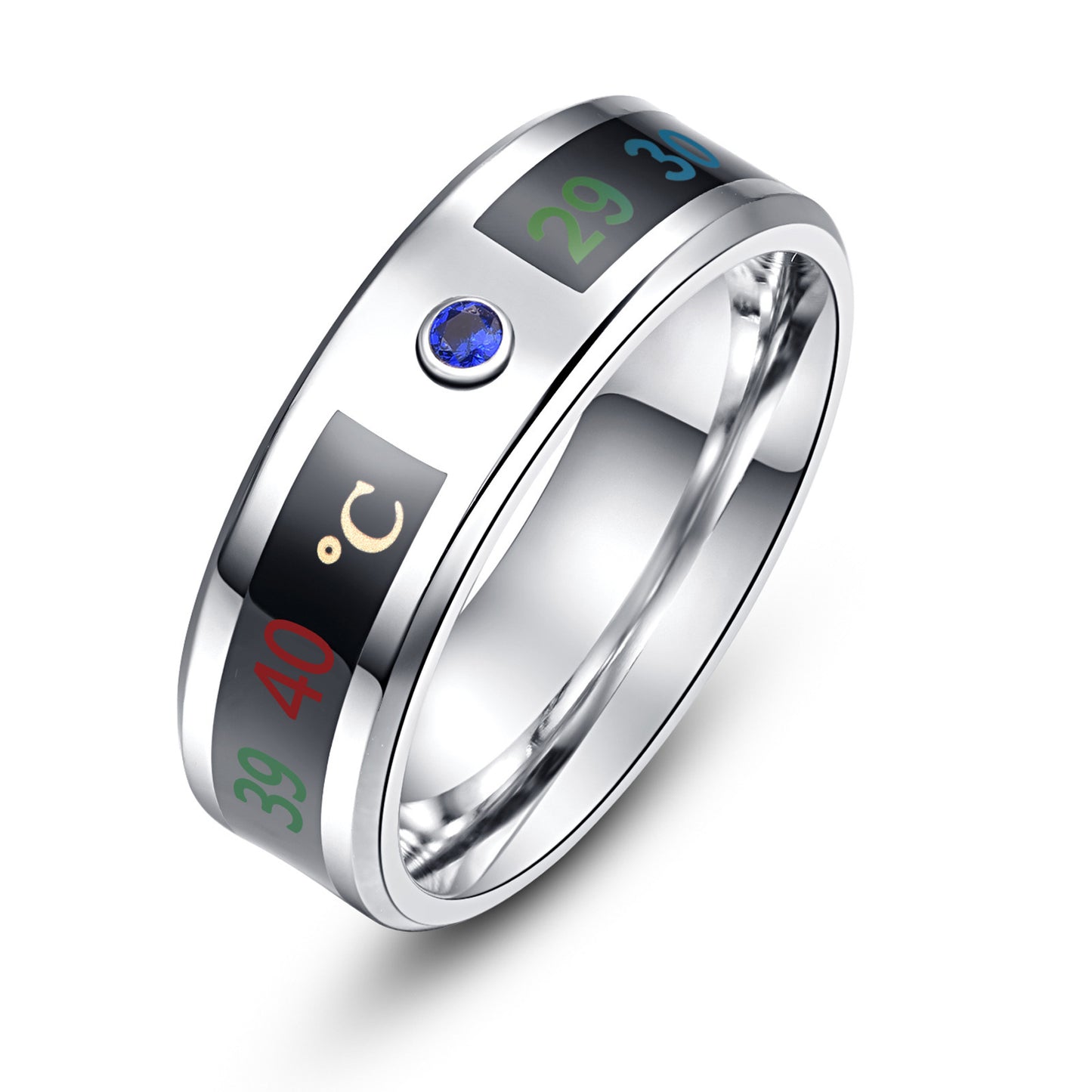 Fashionable Stainless Steel Intelligent Temperature Sensing Ring